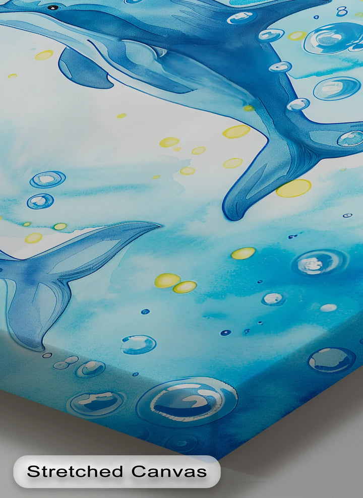 Joyful Dolphins in Bubbly Waters – Blue Ocean Canvas Prints - MyPhotoStation