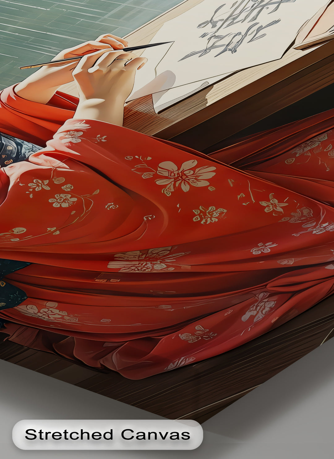Graceful Serenity – Japanese Woman in Kimono Canvas Wall Art | Framed Art