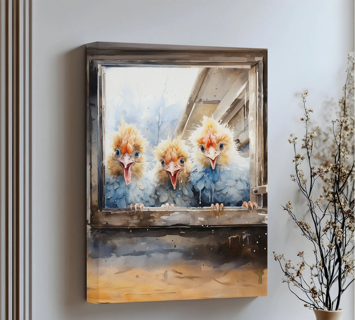 Curious Chicks at the Window – Animal Canvas Print - MyPhotoStation