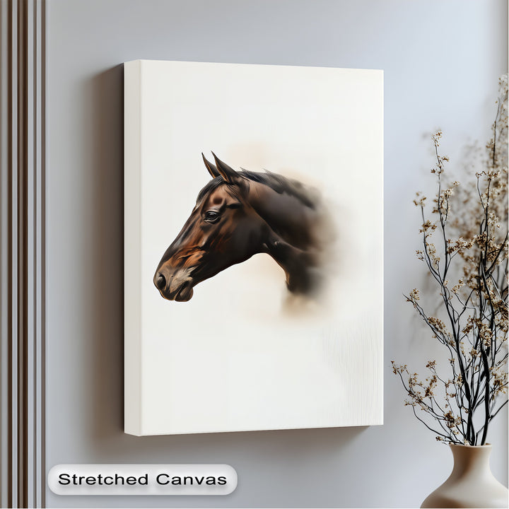 Silent Majesty – Realistic Brown Horse Portrait Canvas Print