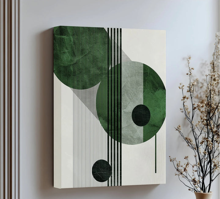 Modern Green Orbital Geometry – Abstract Minimalist Canvas Print - MyPhotoStation