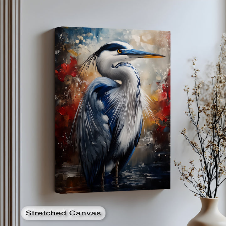 Regal Blue Heron – Majestic Bird Portrait Canvas Print