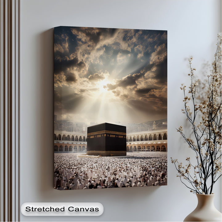 Divine Light over the Kaaba – Islamic Canvas Print