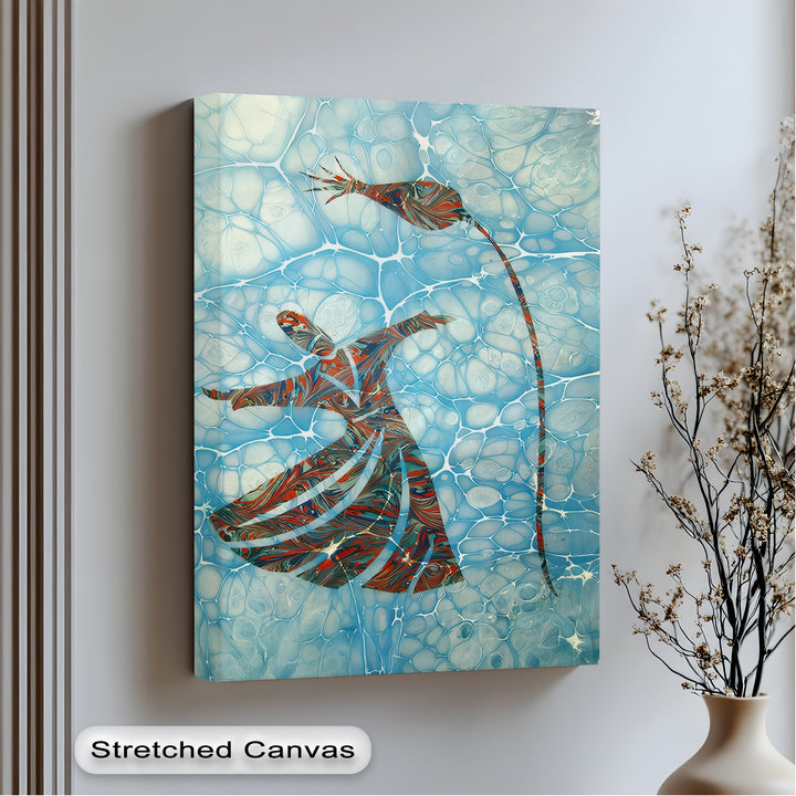 Dance of Devotion – Whirling Dervish Ebru Art Canvas Print