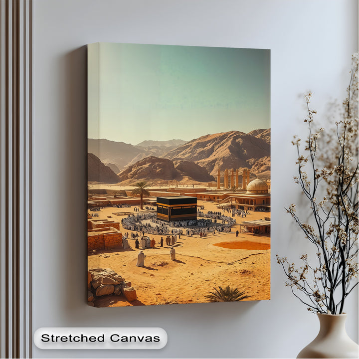 Ancient Makkah – Historic Kaaba Scene Islamic Canvas Print