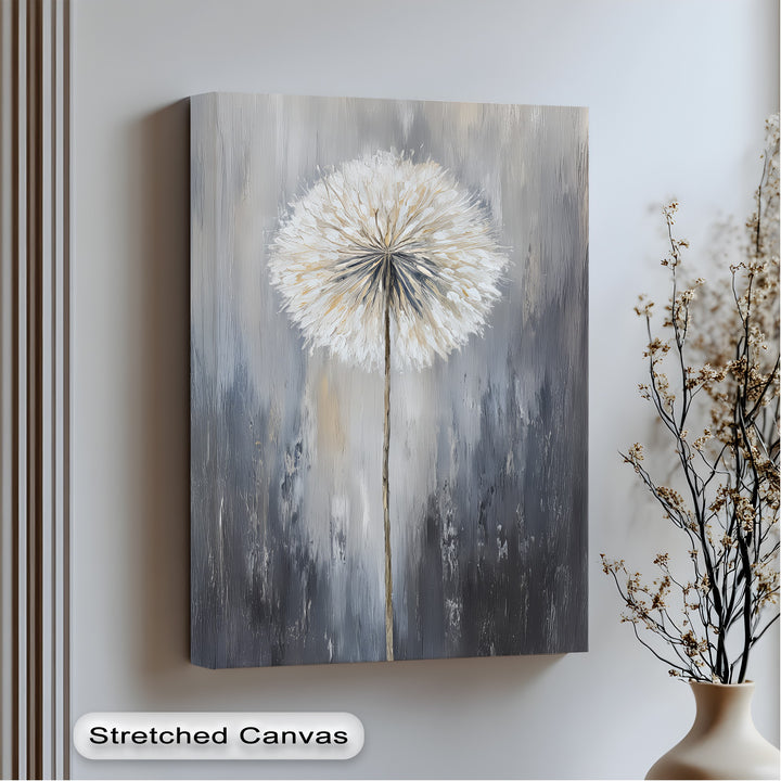 Whispers of Grace – Dandelion-Inspired Neutral Tones Canvas Print