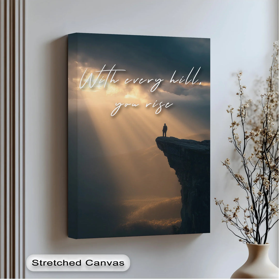 Inspirational quote mountain canvas wall art

