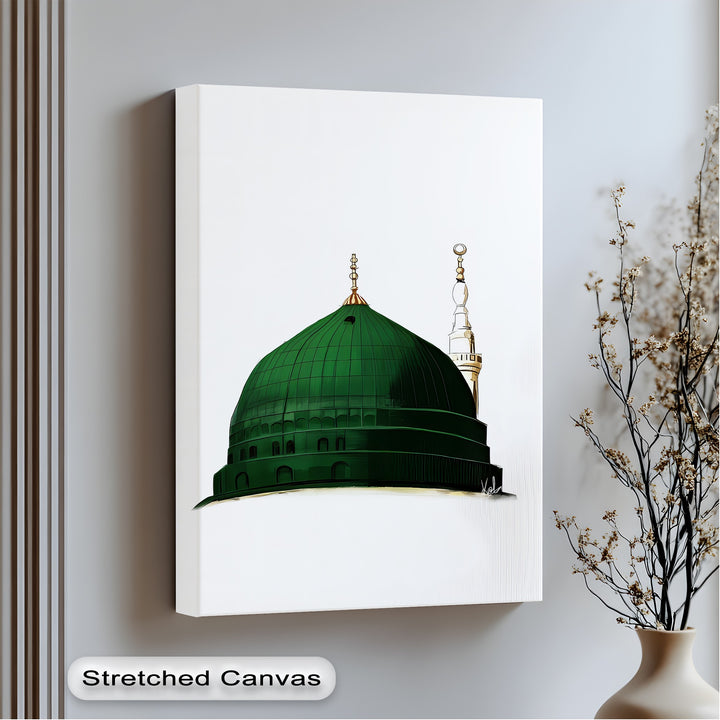 Minimalist Green Dome of Medina – Islamic Wall Art