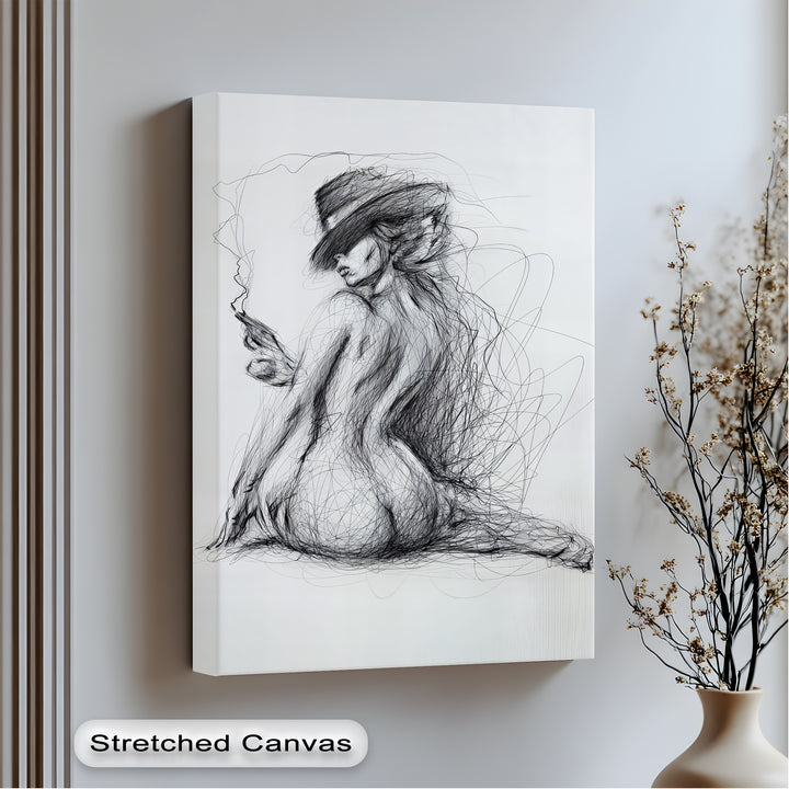 Smoke and Curves – Nude Canvas Print| Framed Wall Art