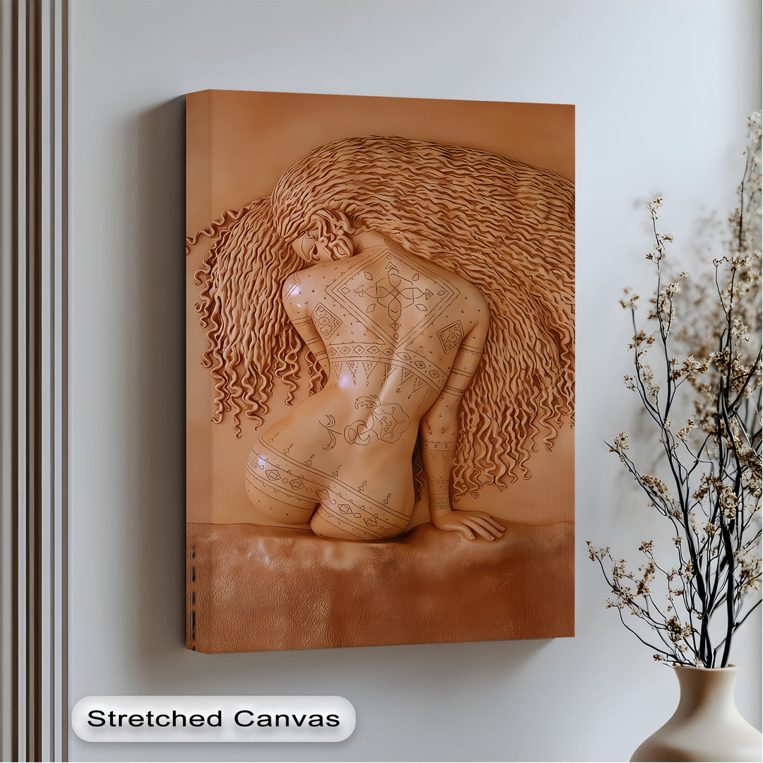 erotic canvas print featuring tribal tattoo nude artwork large wall decor