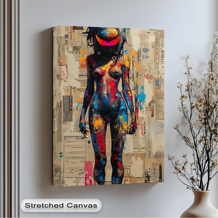 Graffiti Female Silhouette with Visor – Erotic Canvas Print | Artwork Canvas
