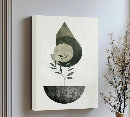 Minimalist Growth – Geometric Plant-Inspired Canvas Print - MyPhotoStation