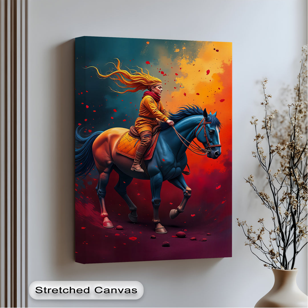 Crimson Ride – Modern Equestrian Canvas Print