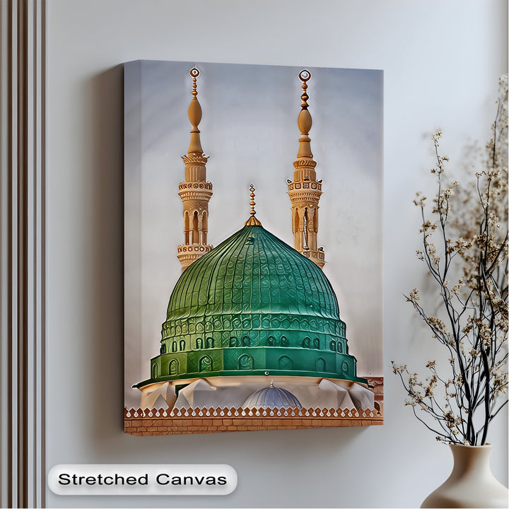 Green Dome of Al-Masjid an-Nabawi – Islamic Wall Art of Medina