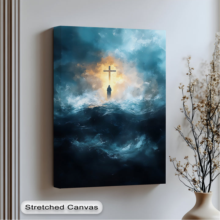 Faith in the Storm – Christian Cross Religious Wall Art