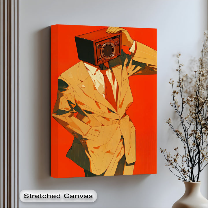 Analog Persona – Radio Head Man in Suit Canvas Print