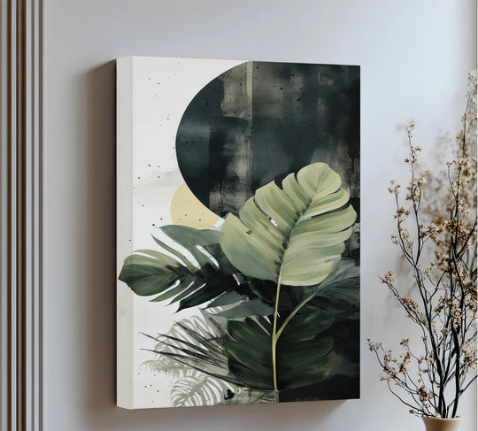Tropical Eclipse – Modern Monstera Leaf Canvas Print - MyPhotoStation