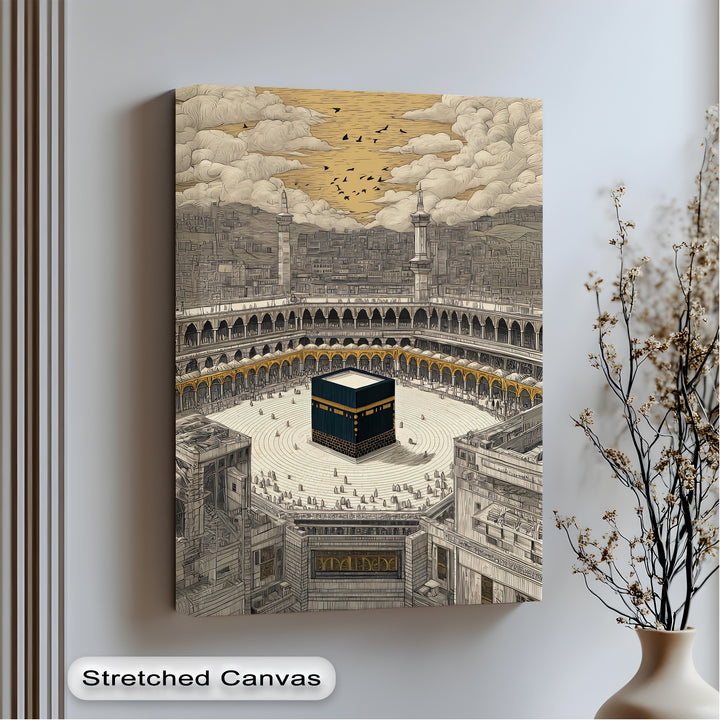 Sacred Kaaba Illustration – Islamic Wall Art of Masjid al-Haram
