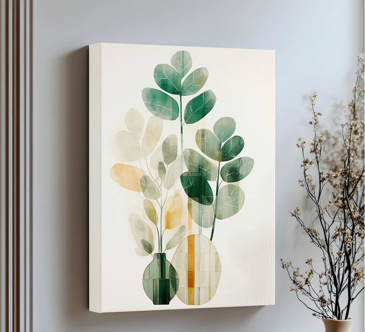 Modern Botanical Silhouettes in Glass Vases – Minimal Nature Canvas Print - MyPhotoStation