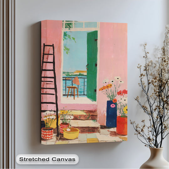 pink coastal doorway canvas
