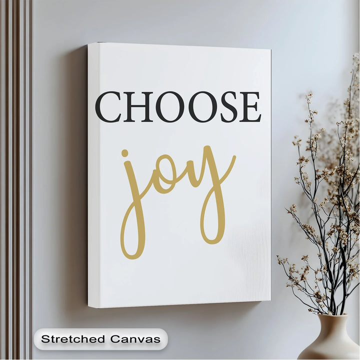 Choose Joy – Minimalist Gold and Black Christian Canvas Print - MyPhotoStation