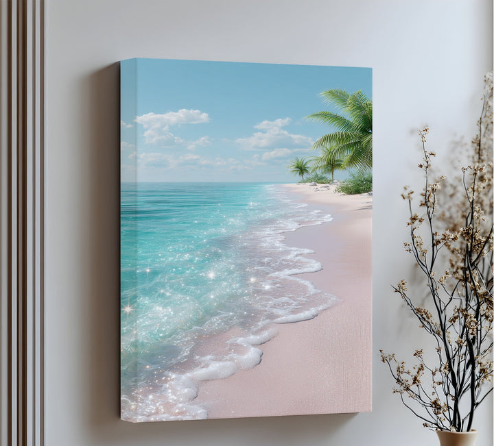 Tropical Bliss – Sparkling Pink Beach Canvas Print