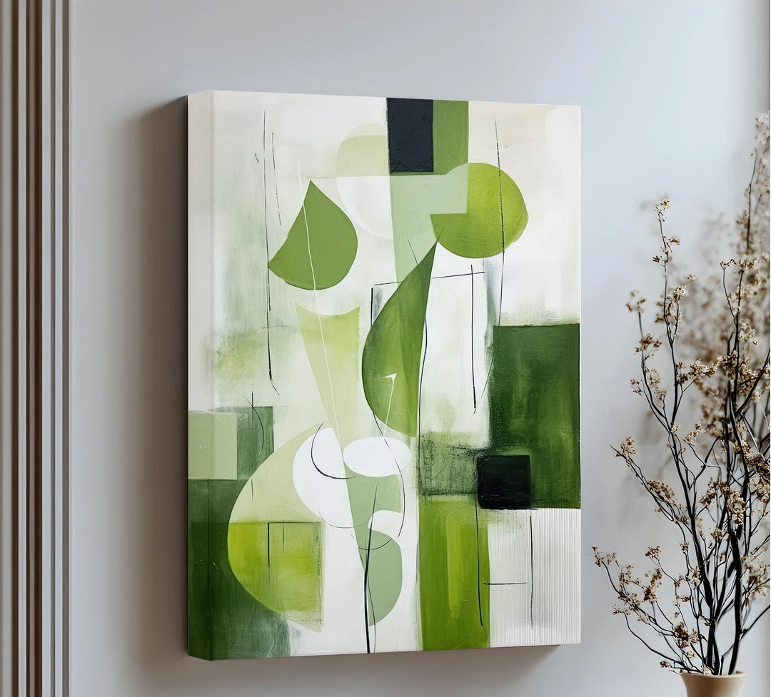 Verdant Geometry – Abstract Leaf-Inspired Canvas Print - MyPhotoStation