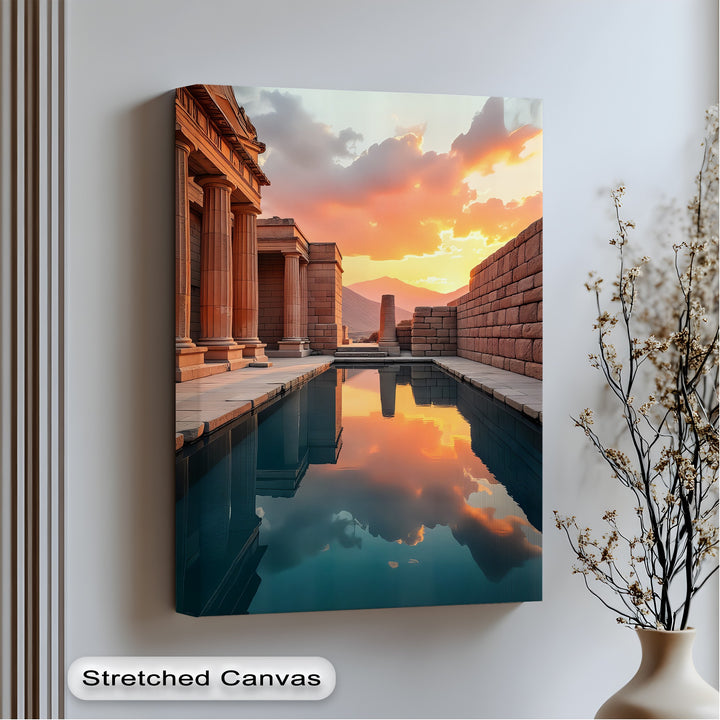 Sunset Reflections – Ancient Temple Canvas Print