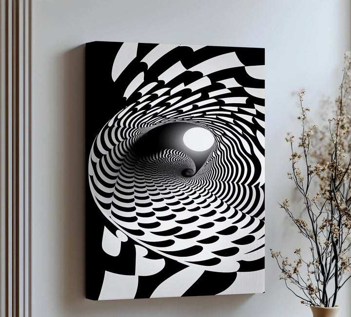 Hypnotic Spiral Tunnel – Black & White Canvas Print - MyPhotoStation