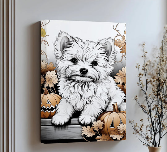 Pumpkin Pup Charm – Halloween Dog Illustration Puppies Canvas Print - MyPhotoStation
