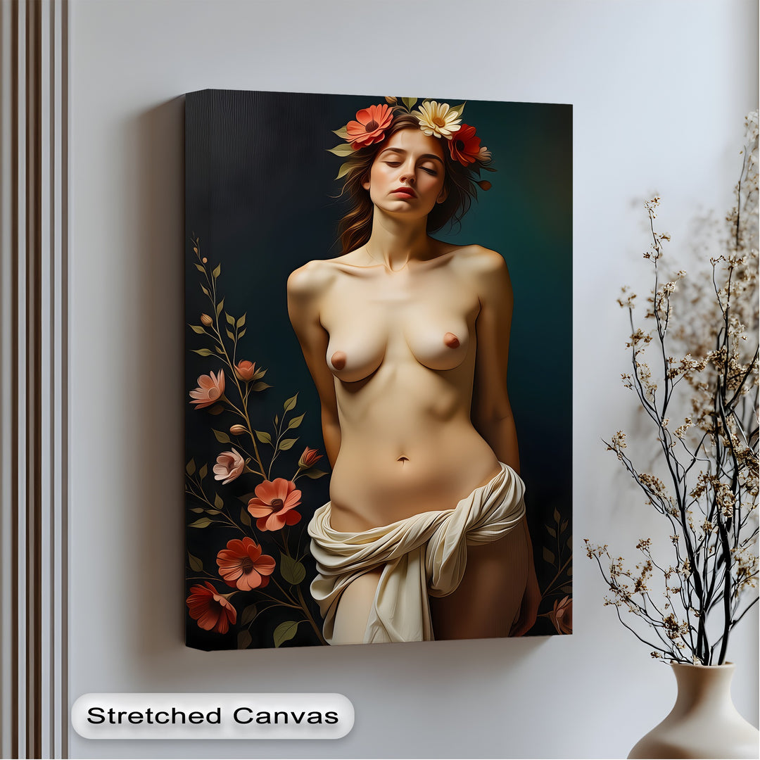 floral serenity erotic nude canvas wall art
