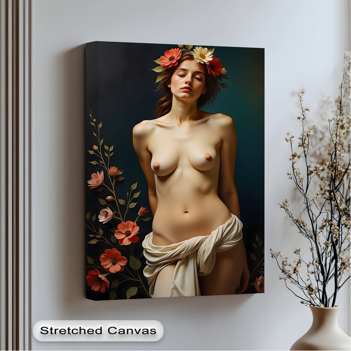 floral serenity erotic nude canvas wall art
