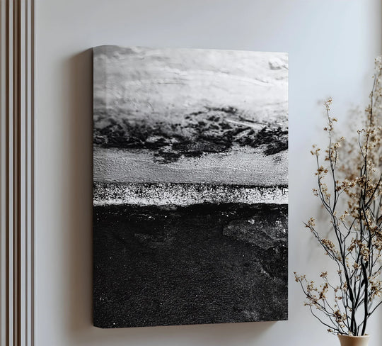 Visual rhythm plays with the stark contrast in this minimalist texture canvas artwork print, where light and dark sections create a striking balance.