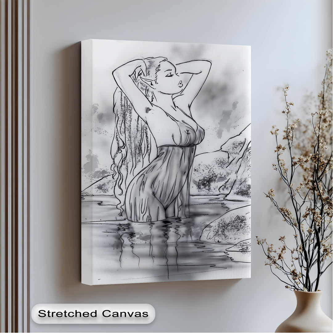 erotic canvas print sensual water nymph fantasy artwork large wall decor