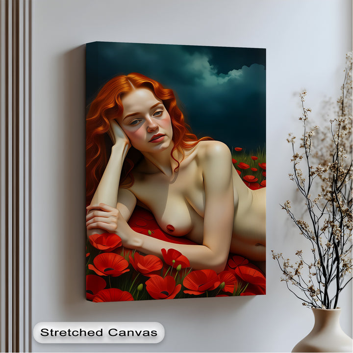 Scarlet Reverie – Sexy Canvas Artwork | Large Framed Wall Art