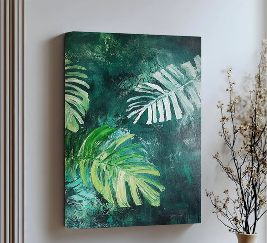 Tropical Monstera Brushstrokes – Lush Leaf Canvas Print - MyPhotoStation