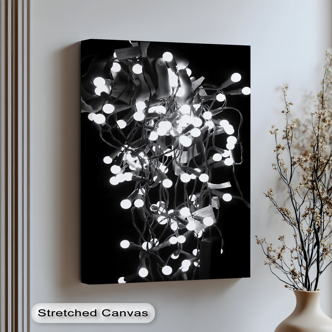 Illuminate your space with this bold canvas wall art featuring a vibrant tangle of glowing lights.

