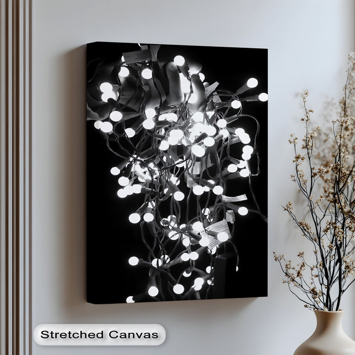 Illuminate your space with this bold canvas wall art featuring a vibrant tangle of glowing lights.


