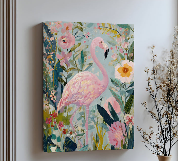 Flamingo in Bloom – Pastel Pink Flamingo Canvas Print