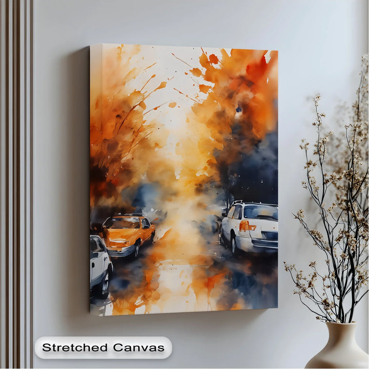 Urban Haze – Abstract Autumn Traffic Canvas Print - MyPhotoStation