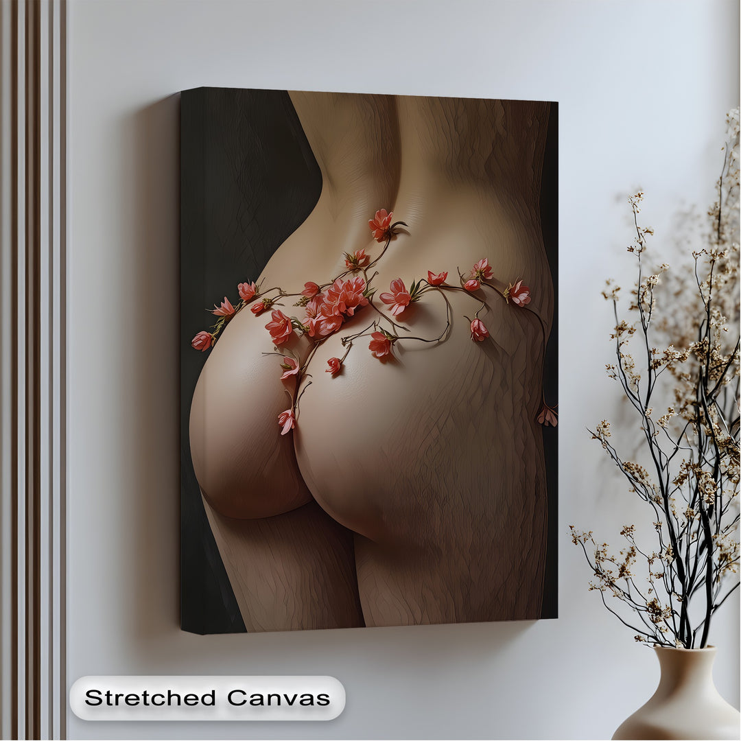 elegant floral-inspired erotic canvas wall art modern vibe framed artwork