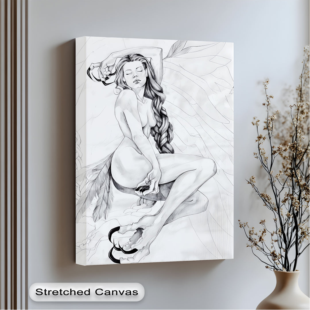 elegant angel-inspired erotic canvas wall art modern framed artwork