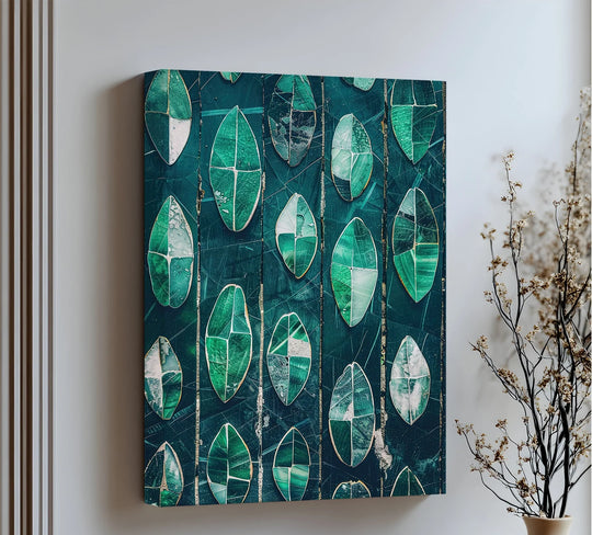 Emerald Leaf Mosaic – Abstract Botanical Canvas Print - MyPhotoStation
