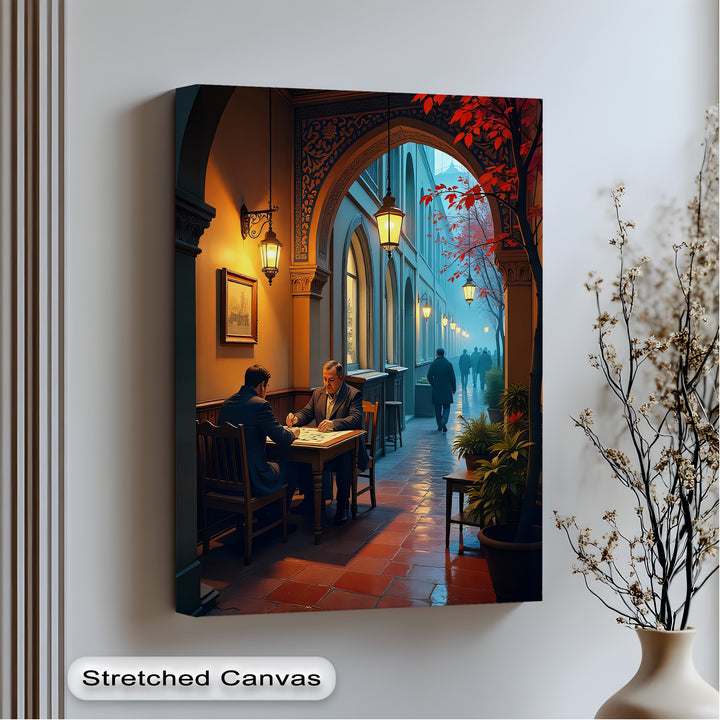 Twilight Conversations – Urban Evening Canvas Print