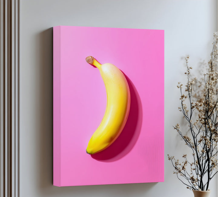 Pop Banana – Bold Yellow Fruit on Pink Canvas Print