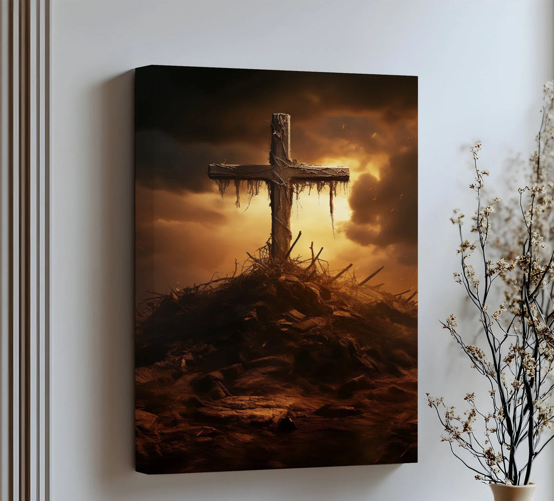 Calvary’s Shadow – Weathered Cross on the Hill Canvas Print - MyPhotoStation