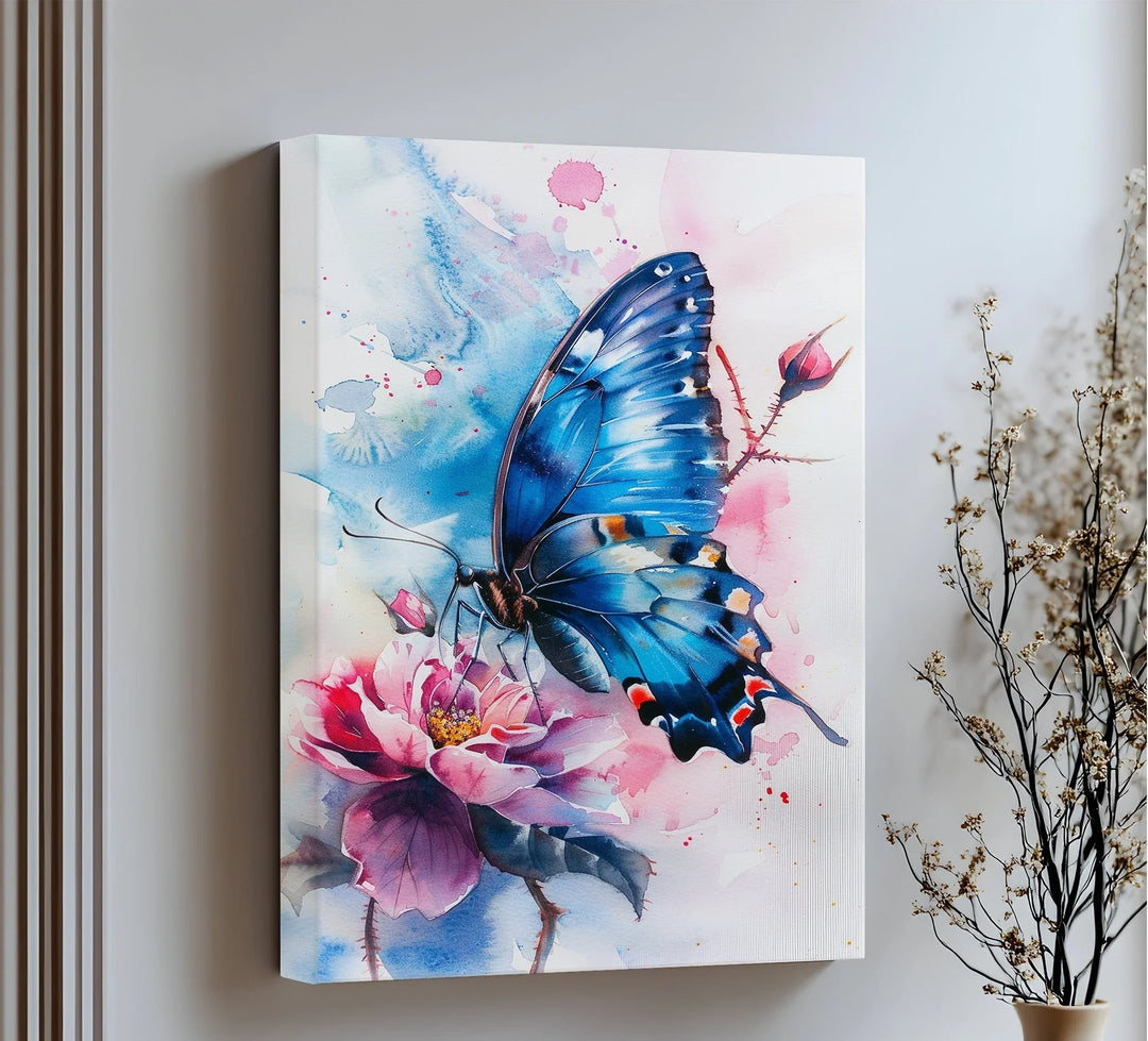 Blue Grace – Butterfly on Bloom Animal Canvas Print - MyPhotoStation