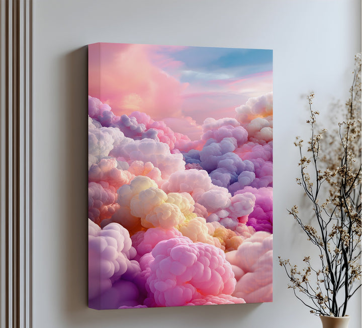 Cotton Sky Mirage – Dreamlike Pastel Cloudscape Canvas Print
