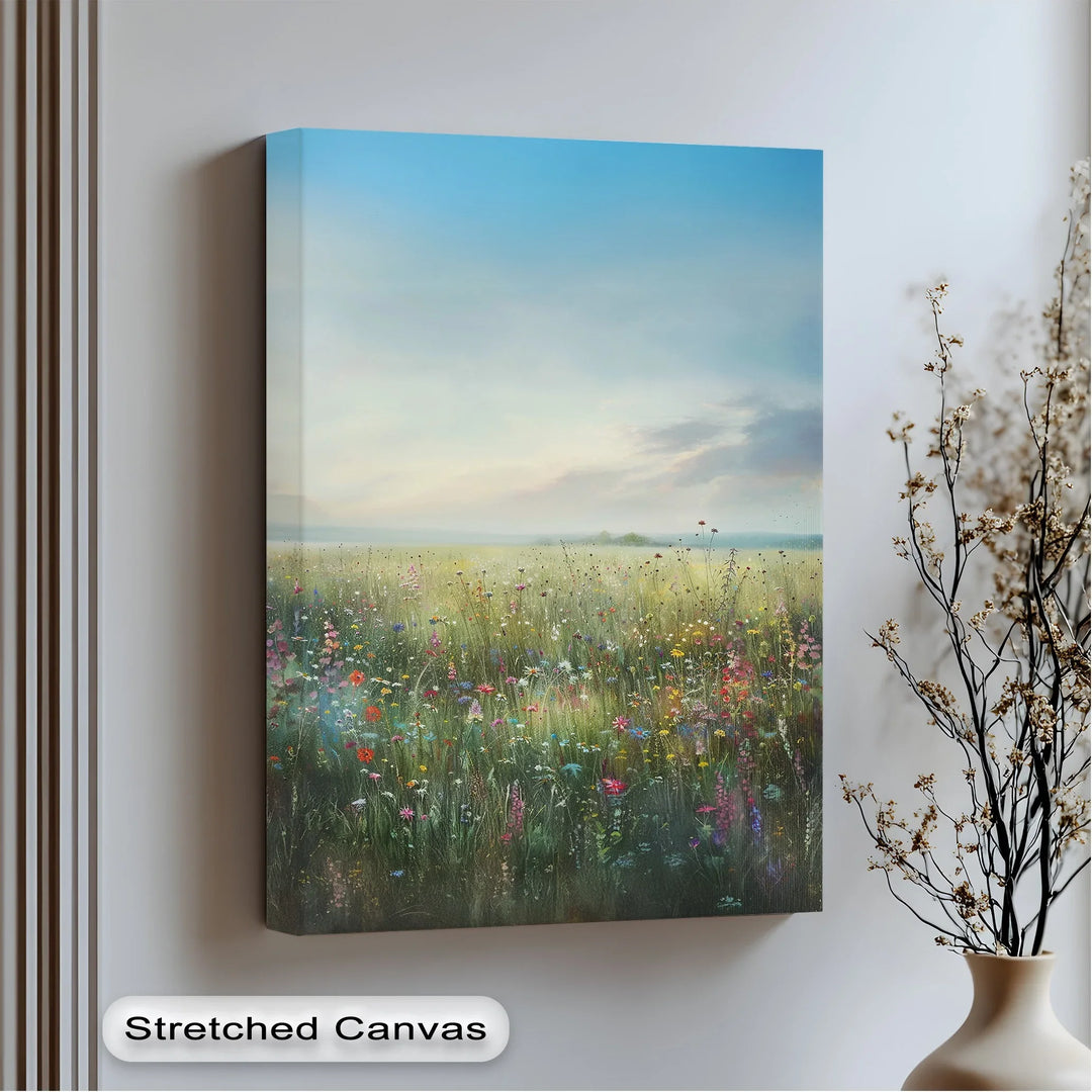 Colorful wildflower meadow canvas wall art

