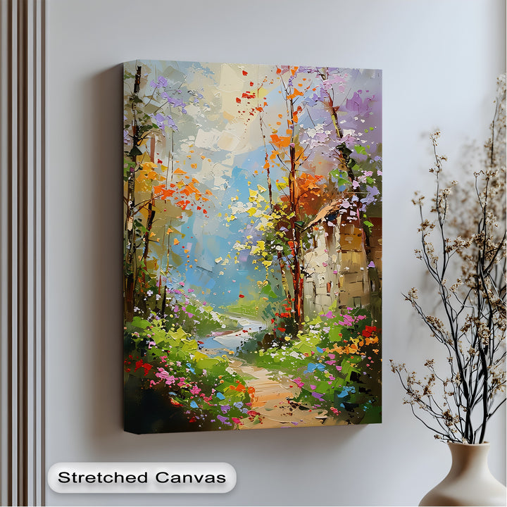 Whispers of Spring – Colorful Garden Pathway Canvas Print